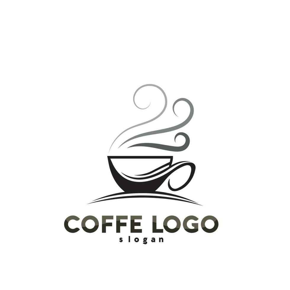 xícara de café logotipo modelo vetor ícone design e café preto