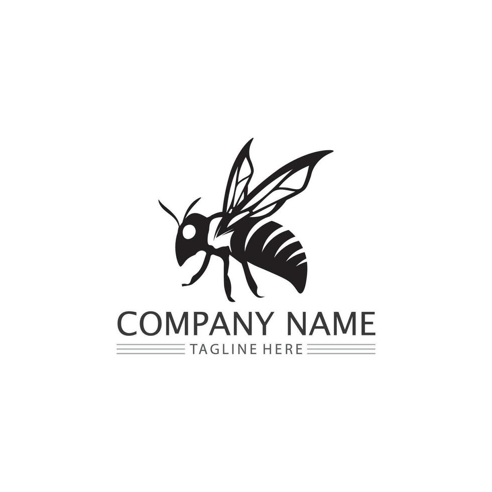 Honey and Bee icon logo vector design animal e ilustração