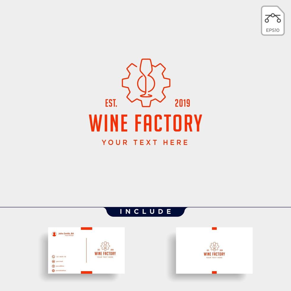 ícone de vetor de fábrica de design de logotipo de engrenagem de vinho