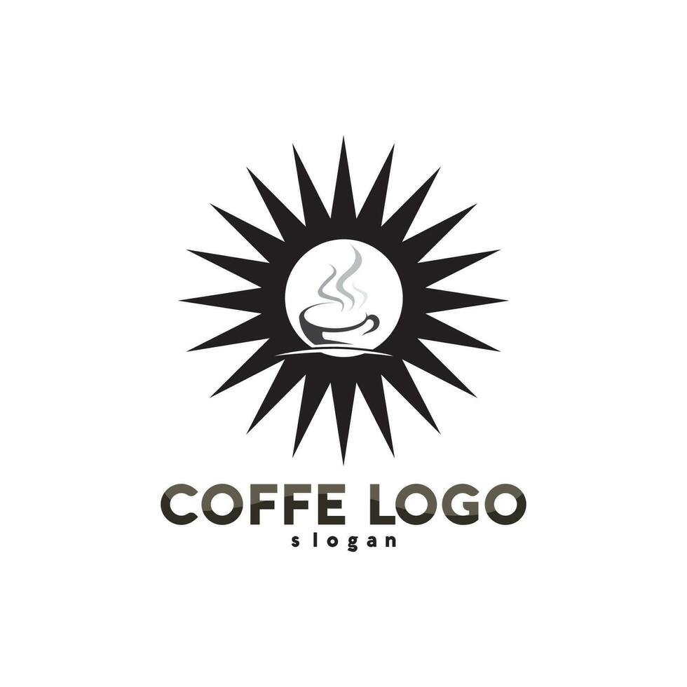 xícara de café logotipo modelo vetor ícone design e café preto