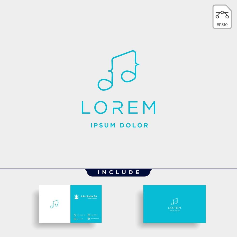 código de música design de logotipo de vetor código de linha simples