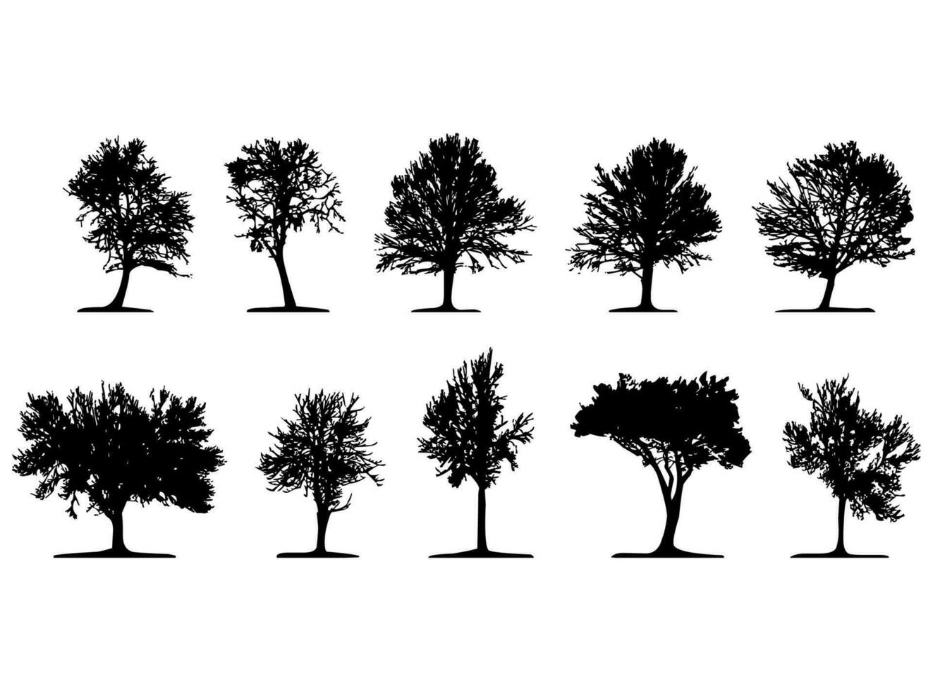 conjunto do árvore silhuetas ilustração. vetor