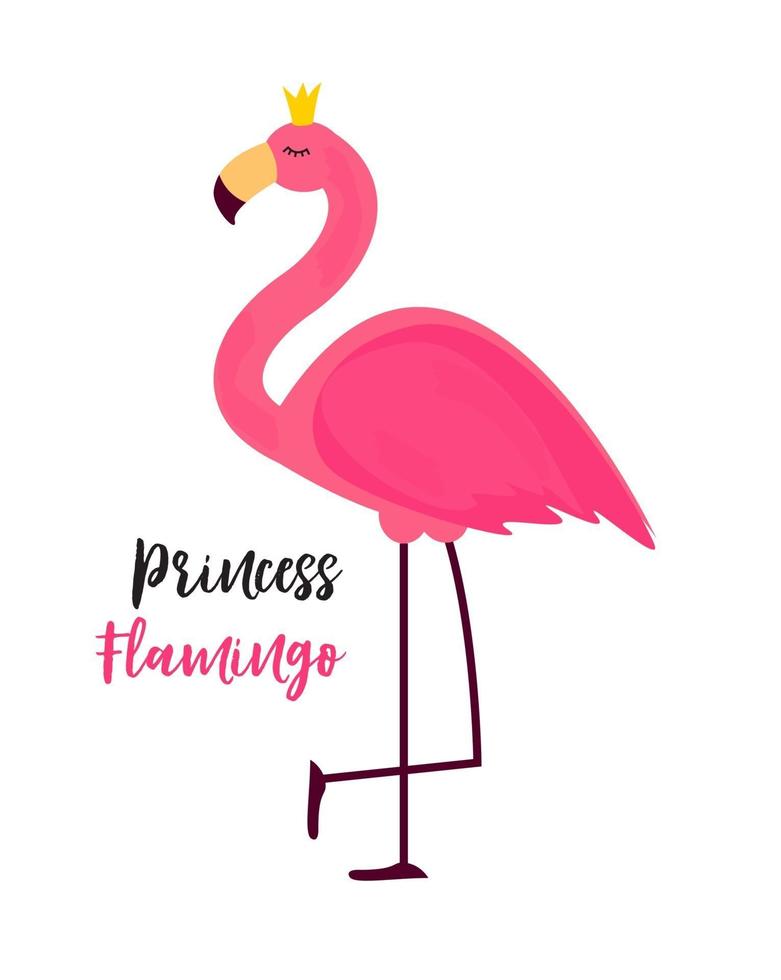 Princesinha fofa fundo abstrato com ilustração vetorial de flamingo rosa vetor