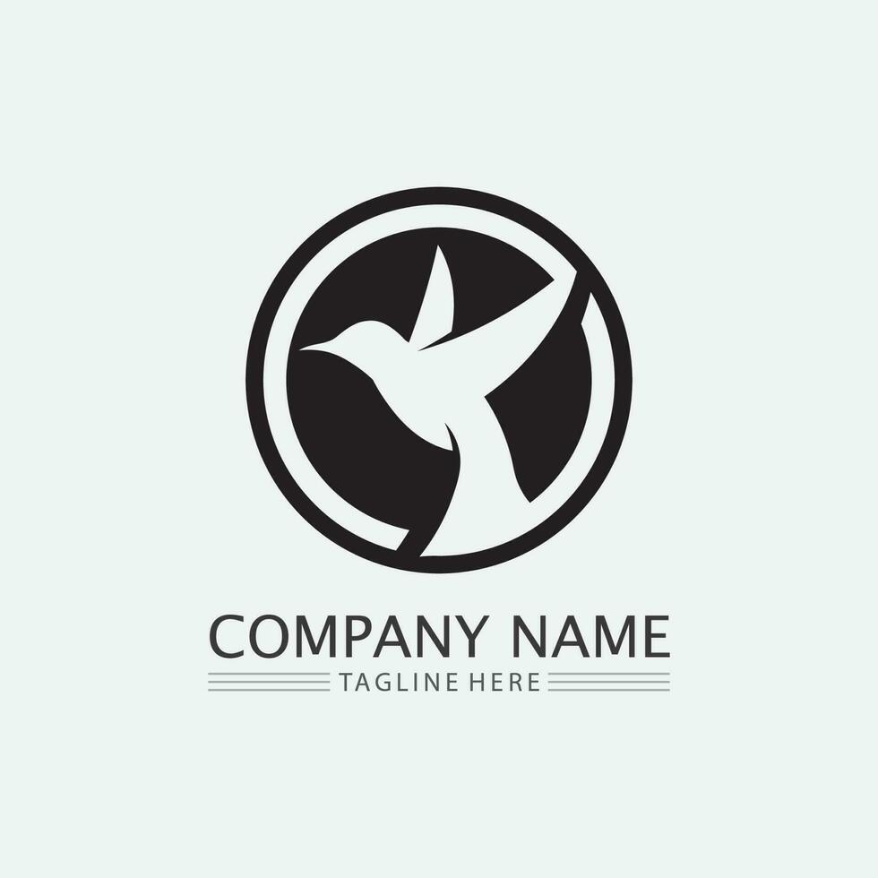 design de logotipo de pássaros e andorinhas e asas de animais vetoriais e pássaros voando vetor