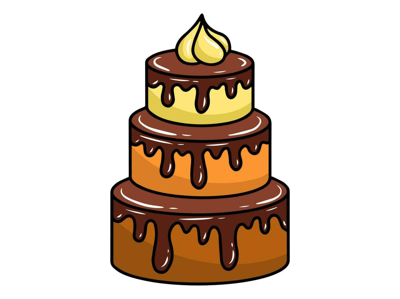 ilustração de bolo de aniversário desenhada de mão vetor