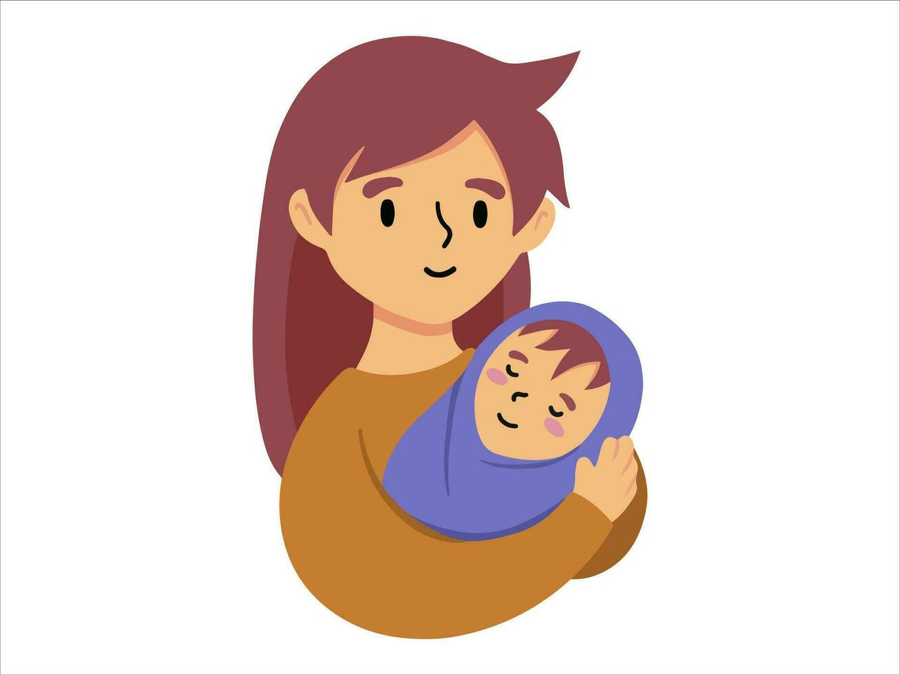 mãe segurando bebê ou avatar ícone ilustração vetor