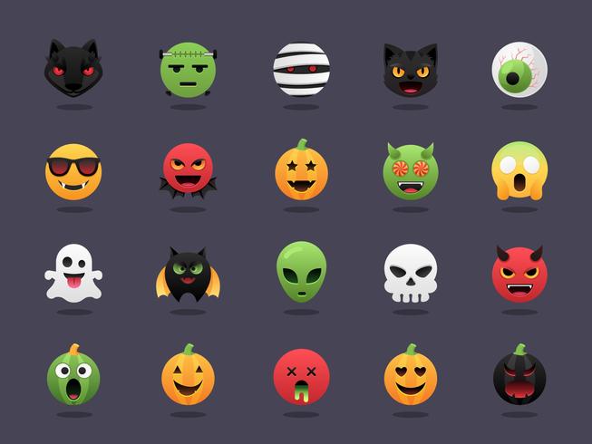Conjunto de vetores de Halloween Emoji