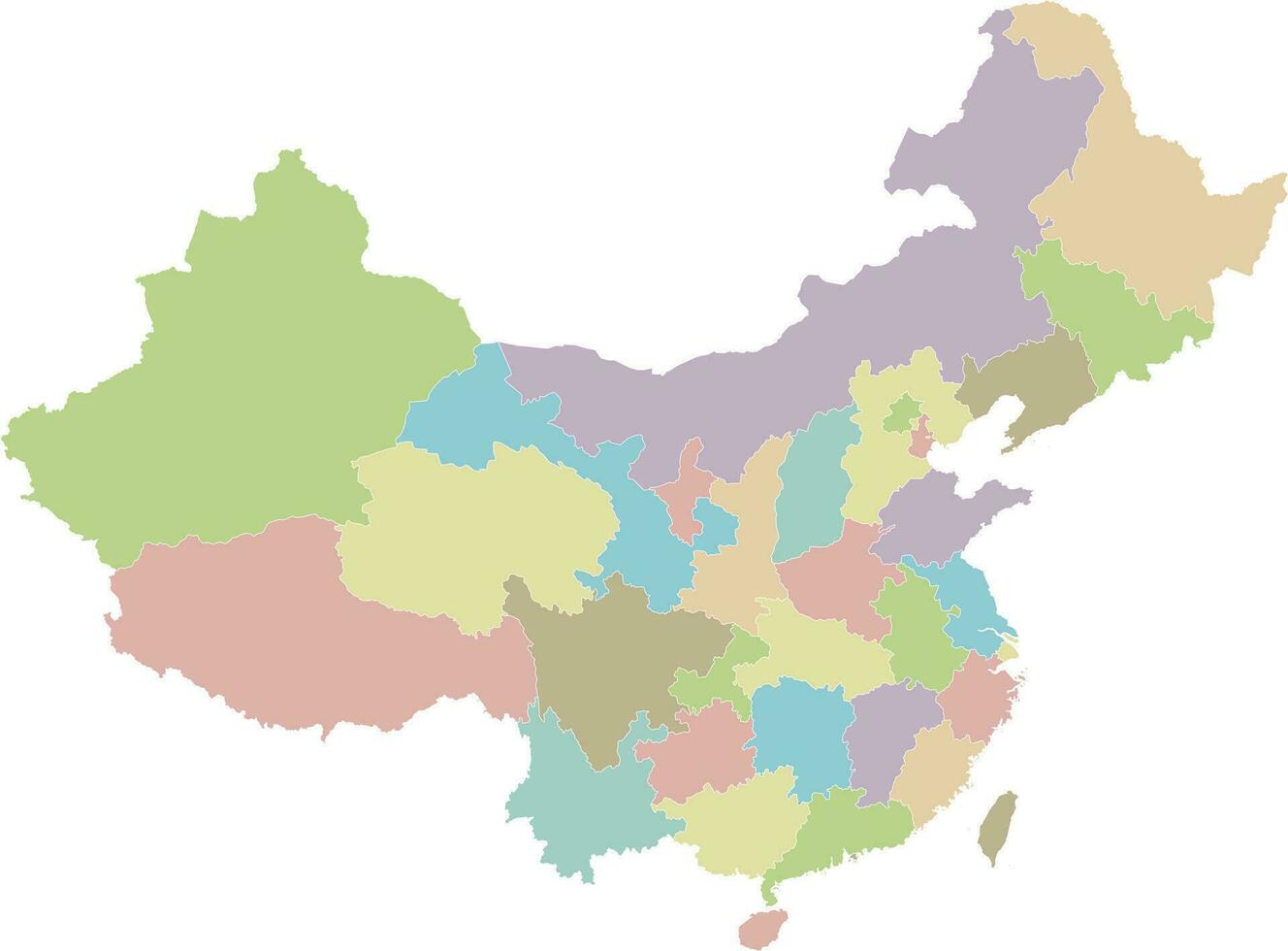 vetor em branco mapa do China com províncias, regiões e administrativo divisões. editável e claramente etiquetado camadas.