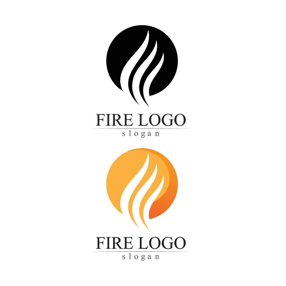 Vetor de modelo de ícones de logotipo e símbolos de chama de fogo