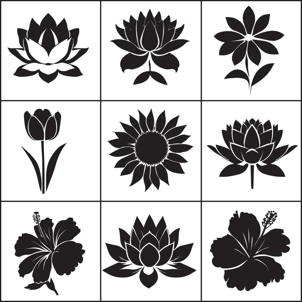 flor vetor ícone conjunto grupo, uma conjunto do grupo flor ilustração
