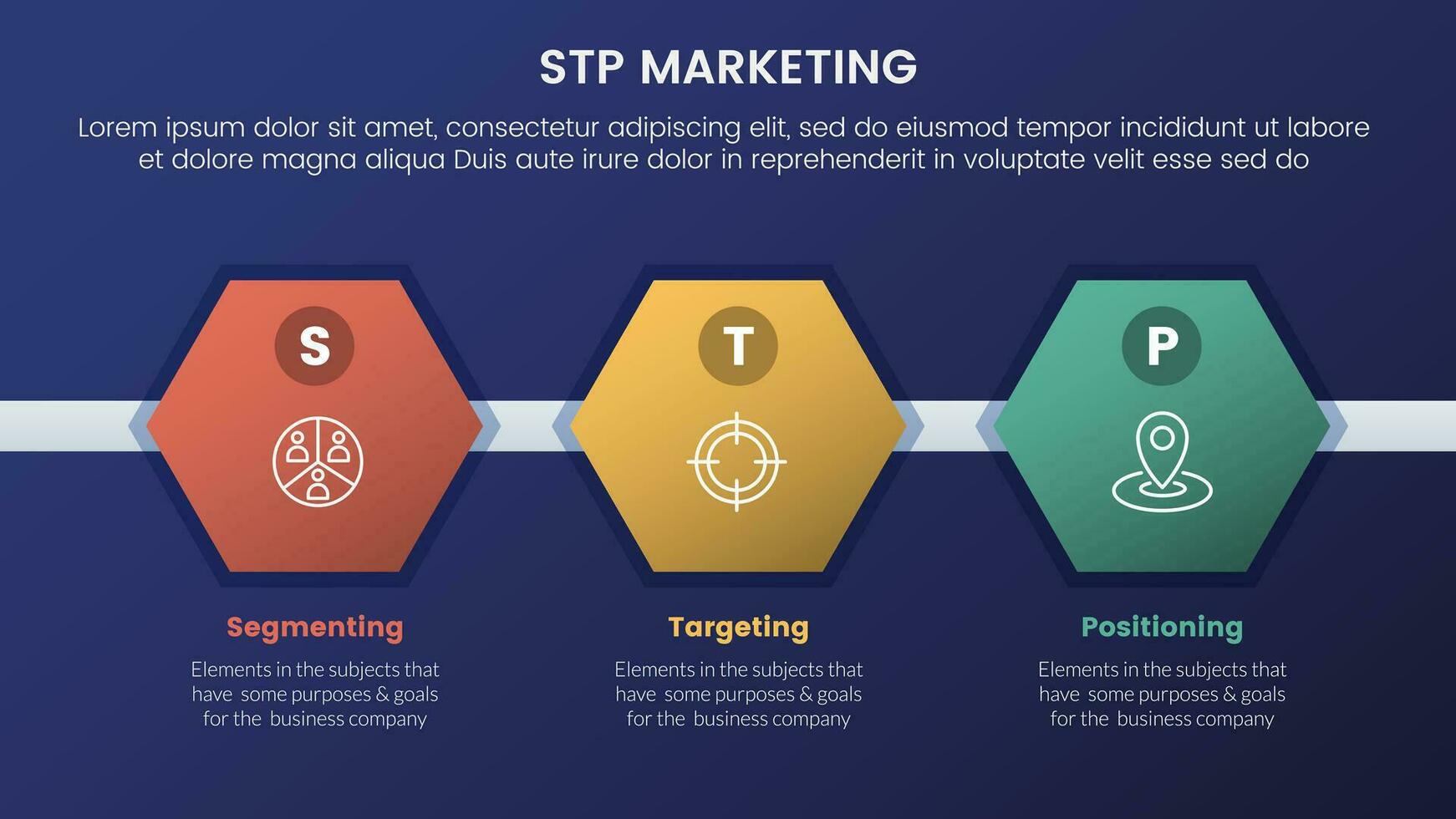 stp marketing estratégia modelo para segmentação cliente infográfico 3 estágios com favo de mel forma e Sombrio estilo gradiente tema conceito para deslizar apresentação vetor
