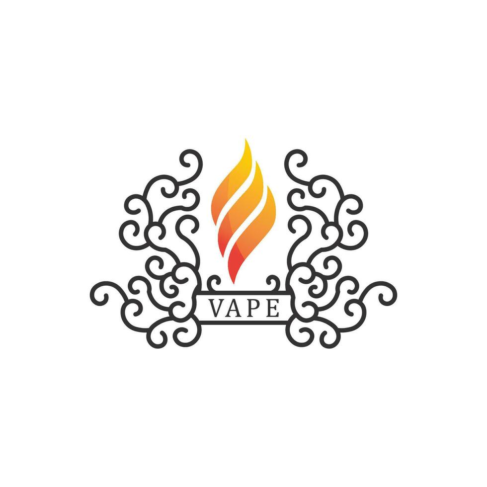 vetor de fumaça de ícone de logotipo de vapor e vapor e cenografia para dispositivo de vaporização de vapor e fumaça moderna de estilo de vida