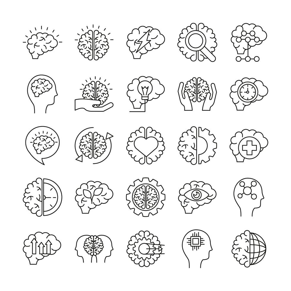 conjunto de ícones de órgãos cerebrais vetor