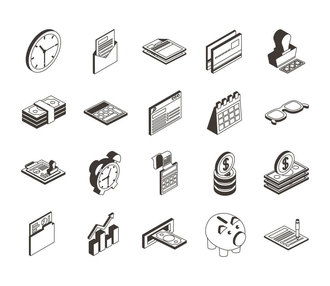 pacote de vinte ícones de coleção de impostos vetor