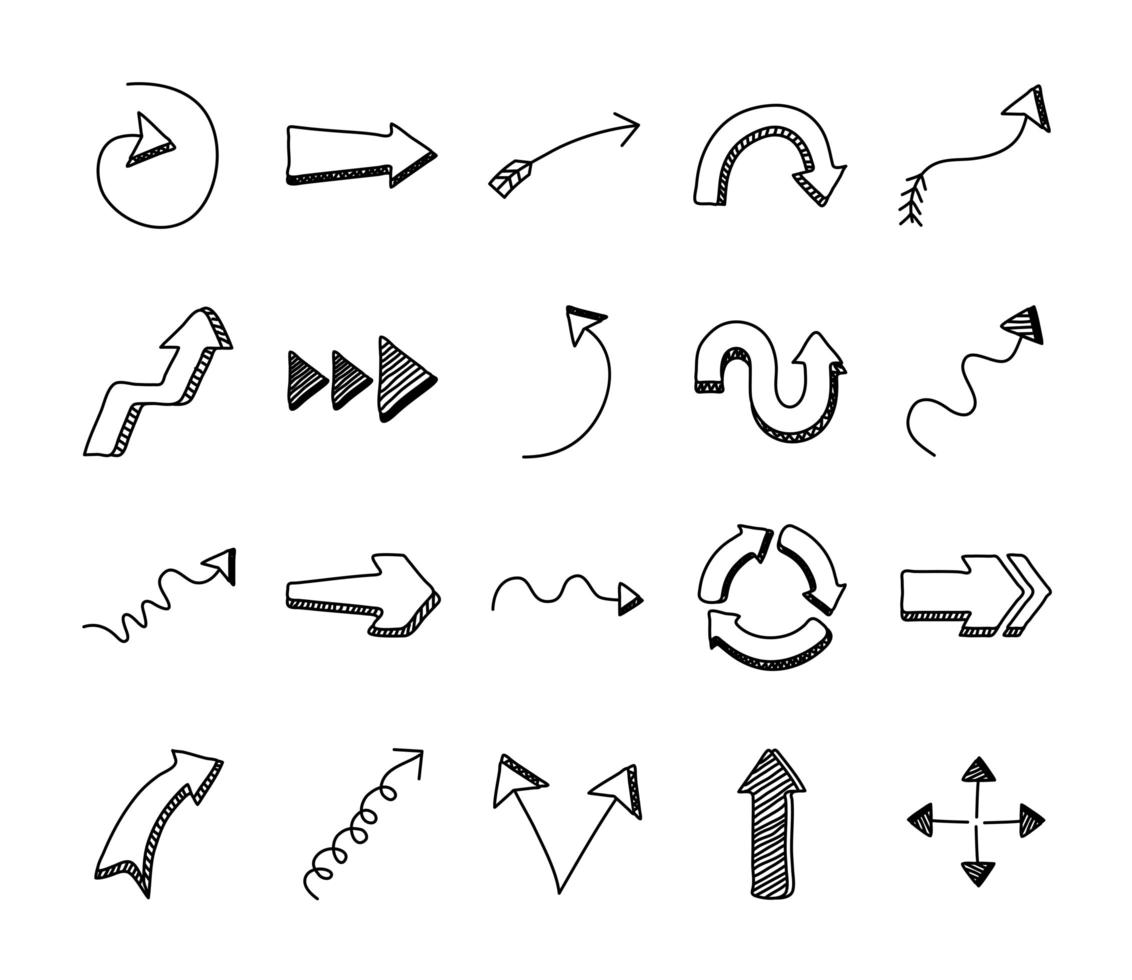 pacote de vinte setas definir ícones vetor