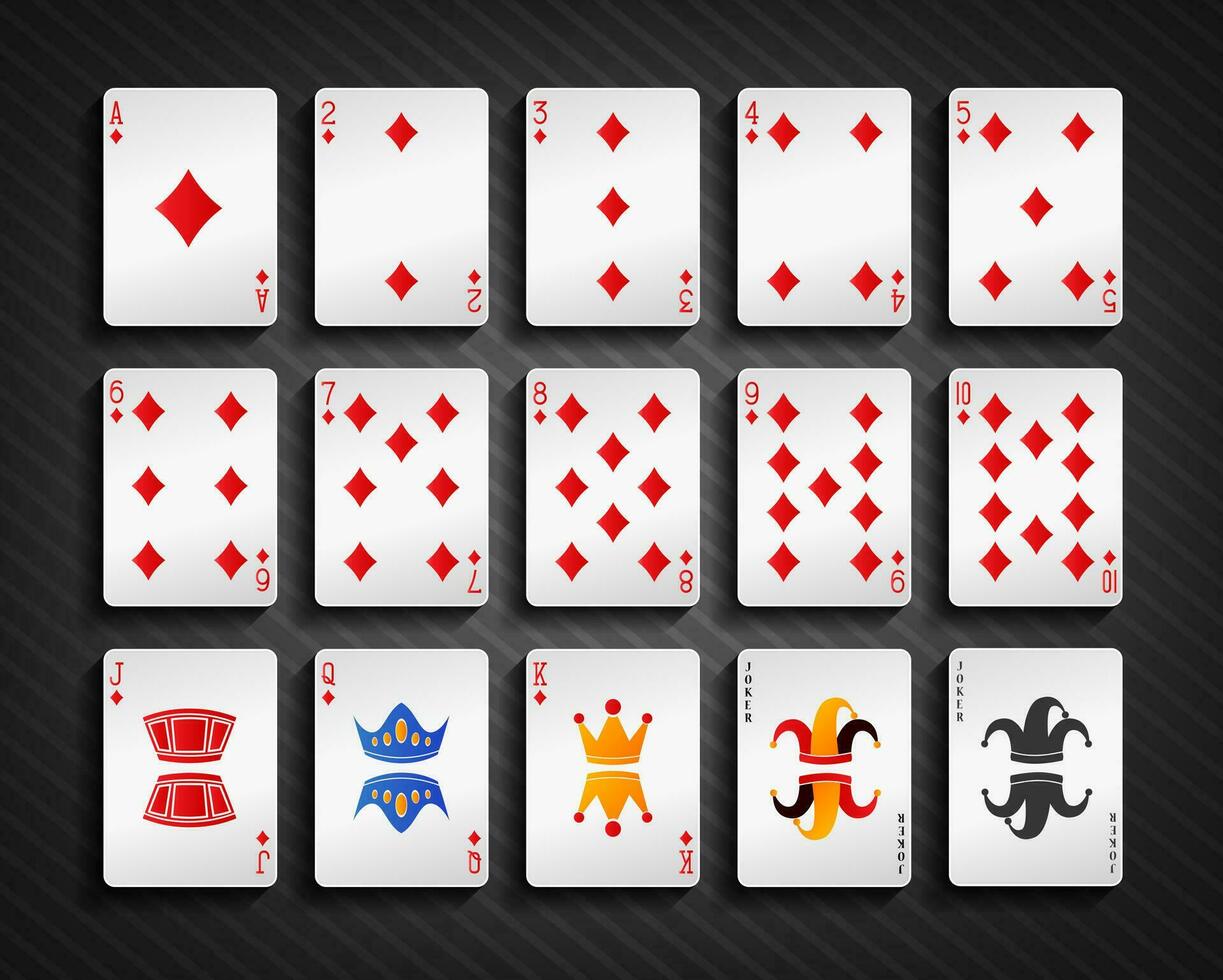 pôquer cartões diamante definir, vetor ilustração