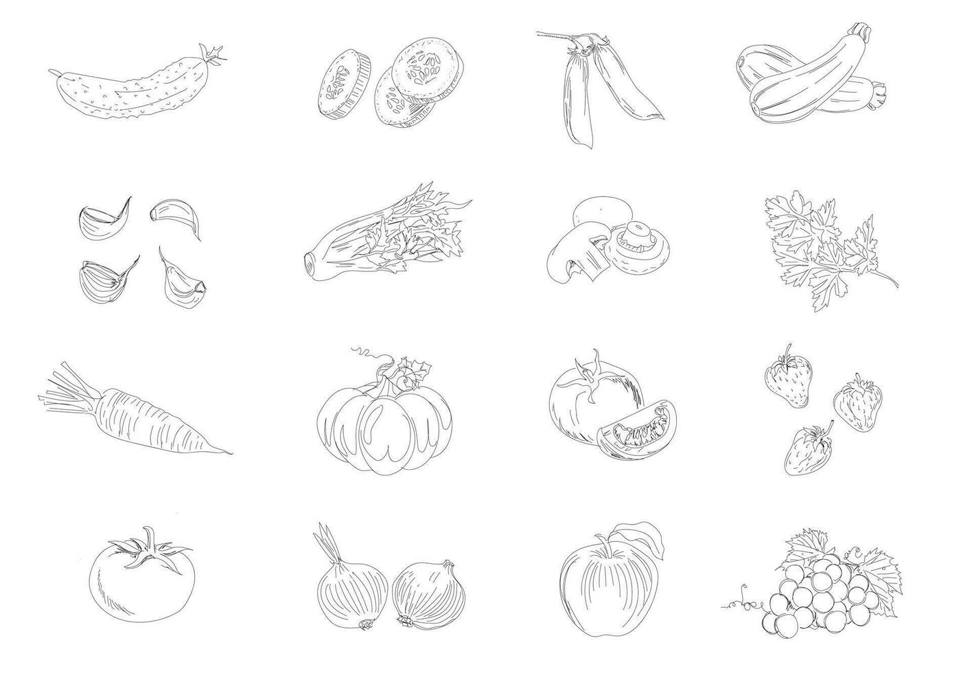 mão desenhado esboço estilo legumes definir. fofa vegetariano rabiscos dentro vetor em branco fundo. eco fresco produtos.