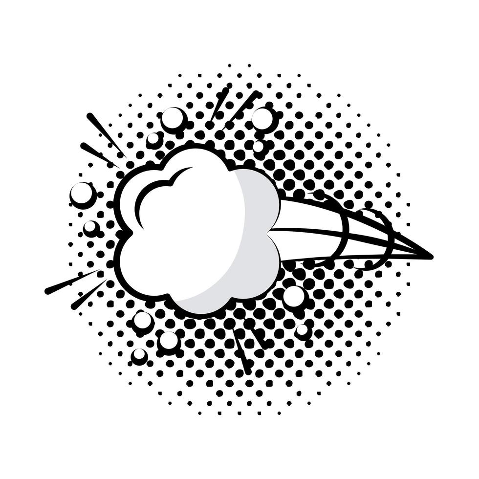 estilo arte pop de nuvem de expressão monocromática plana vetor