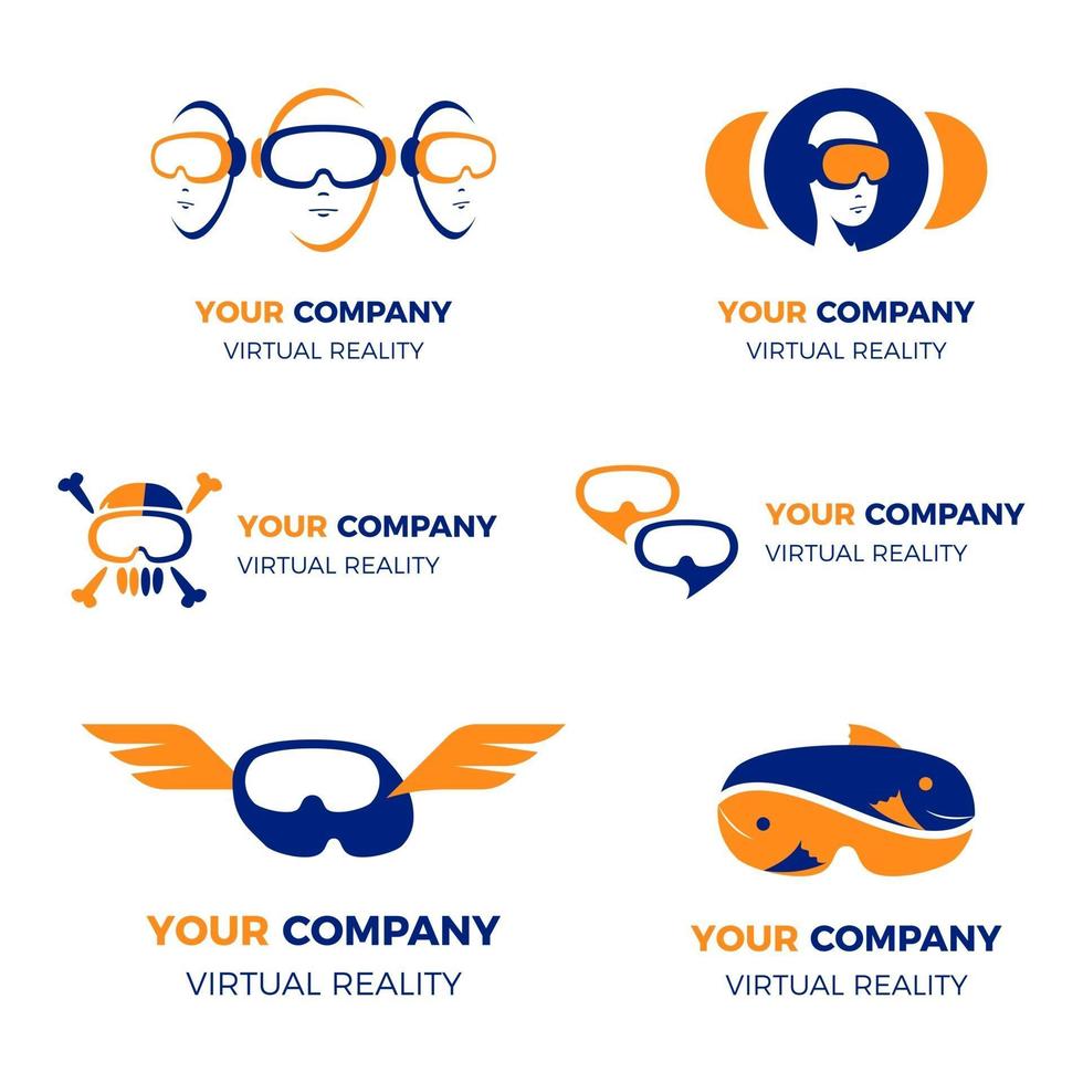 coleção simples e moderna de logotipo de realidade virtual vetor