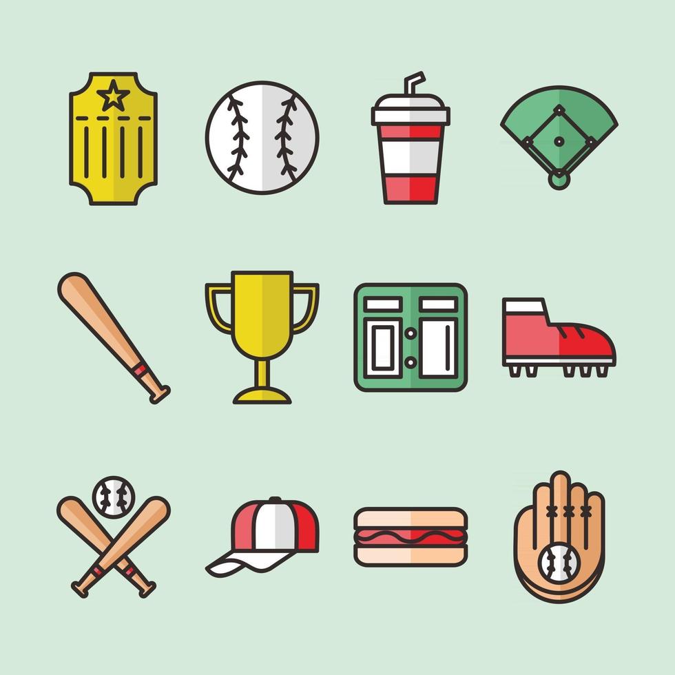 conjunto de ícone de softball vetor
