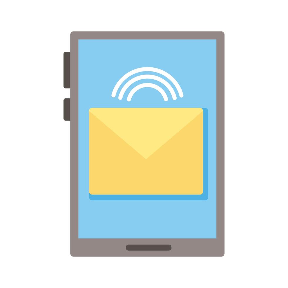 dispositivo smartphone com ícone de estilo plano de envelope de e-mail vetor
