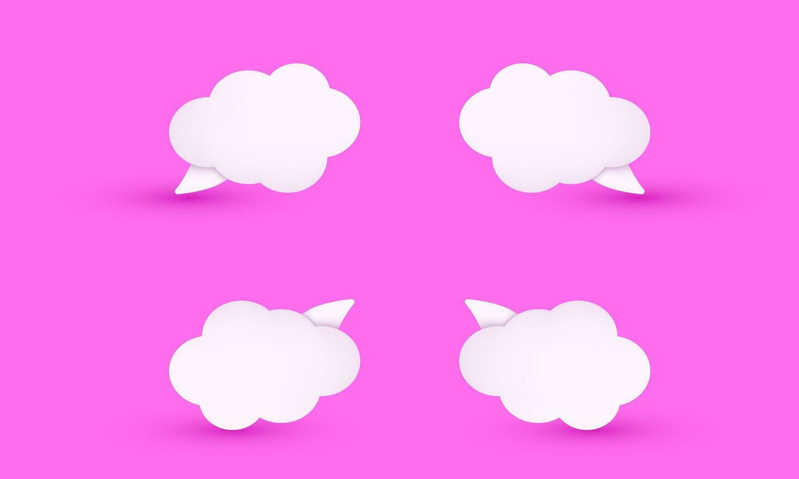 moderno 3d realista Rosa fofa conjunto coleção nuvem discurso bolha ilustração na moda ícone estilo objeto símbolos isolado em fundo vetor
