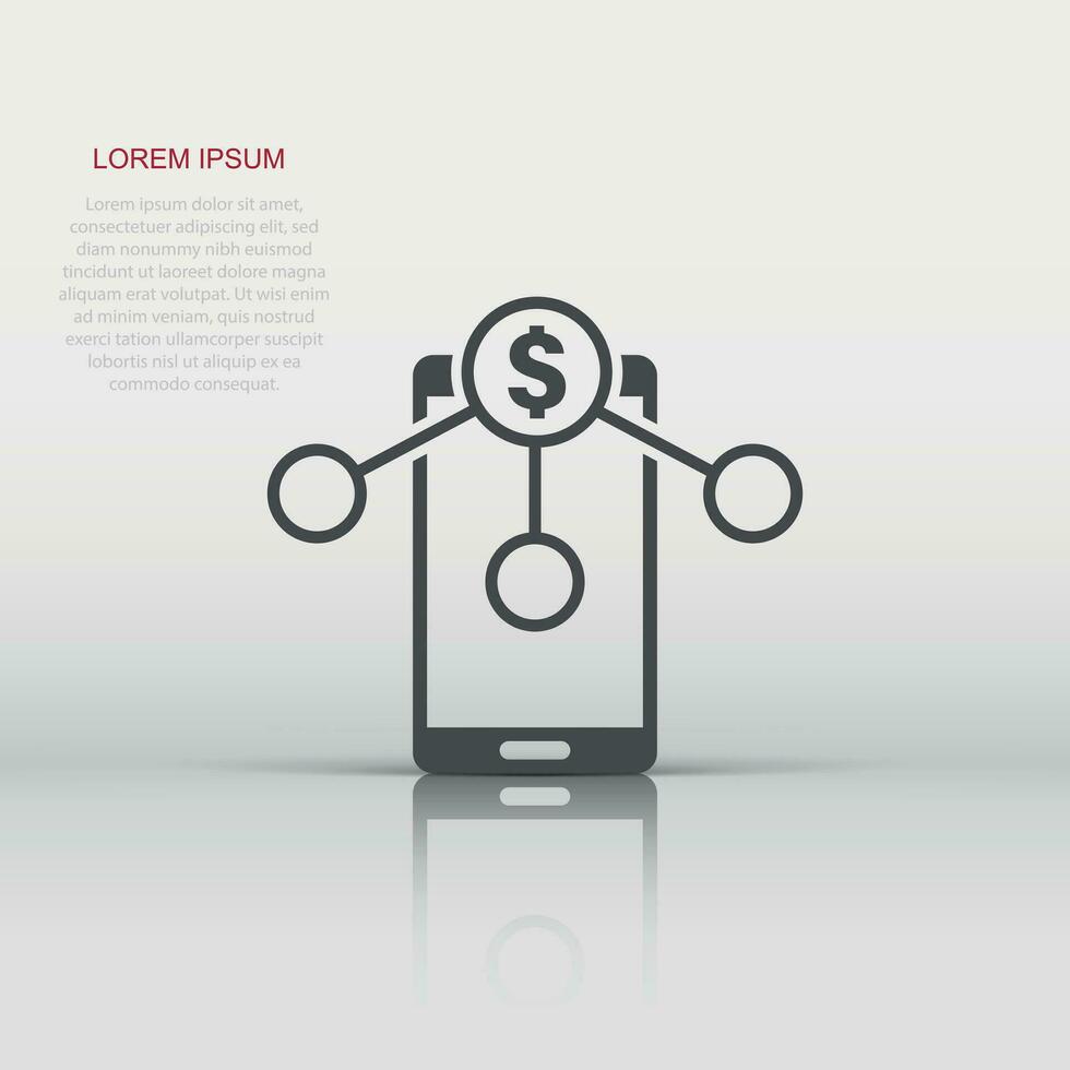 ícone de serviços de pagamento em estilo simples. dinheiro enviar ilustração vetorial no fundo branco isolado. conceito de negócio de transação de smartphone. vetor