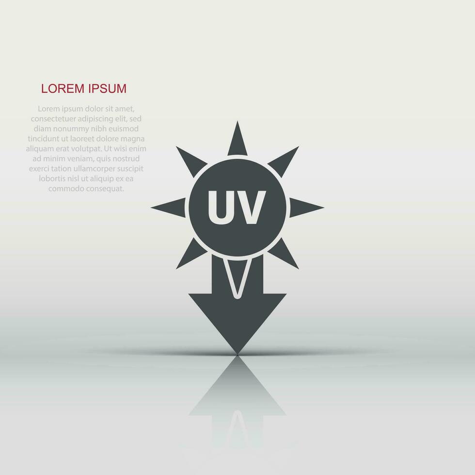 ícone de radiação uv em estilo simples. ilustração em vetor ultravioleta em fundo branco isolado. conceito de negócio de proteção solar.