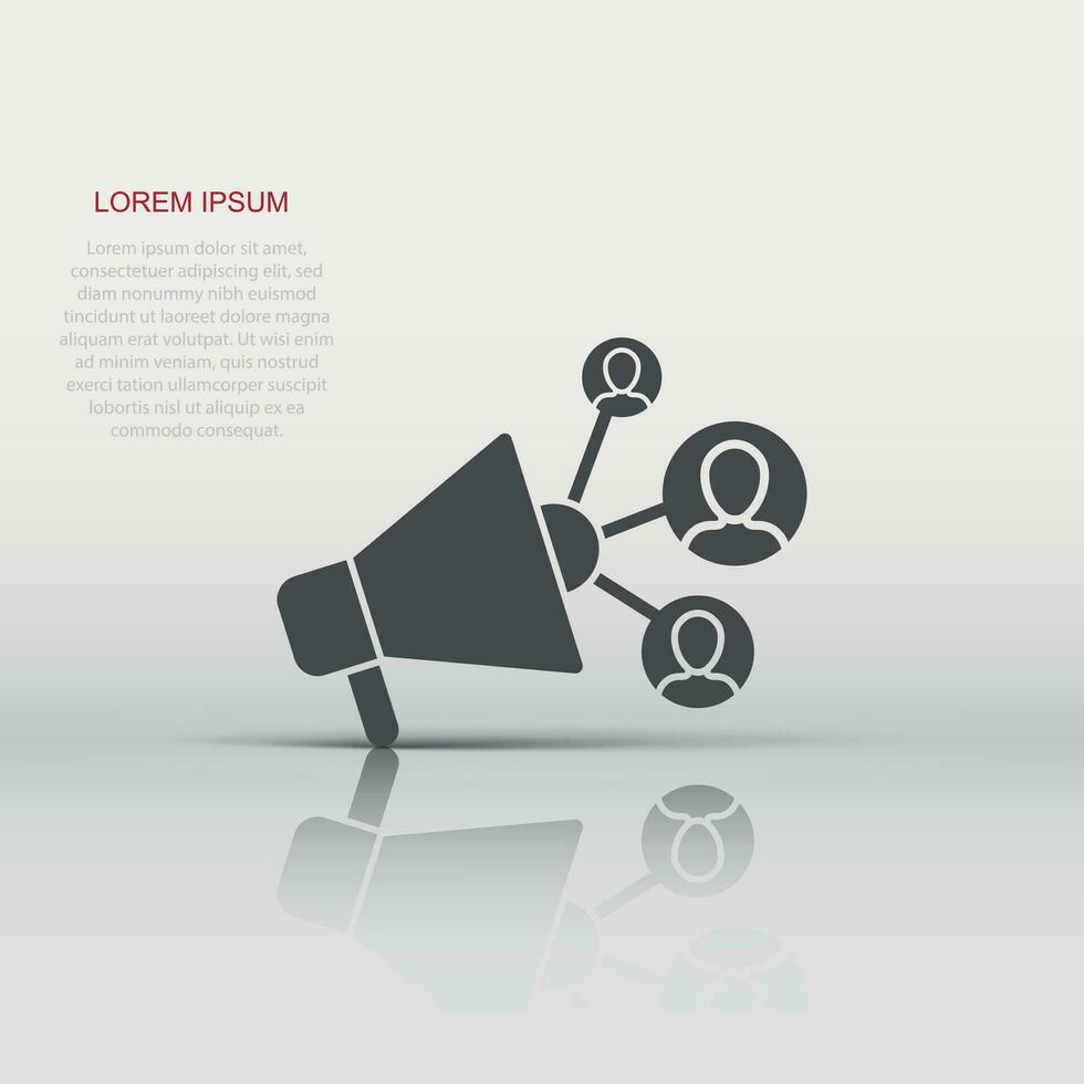 ícone de mídia social em estilo simples. ilustração em vetor marketing em fundo branco isolado. megafone com conceito de negócio de pessoas.