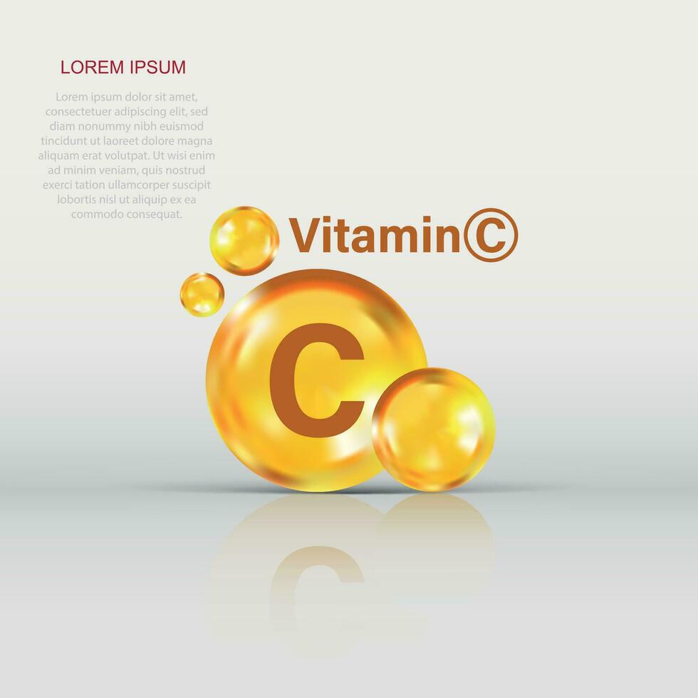 ícone de vitamina c em estilo simples. ilustração em vetor cápsula pílula em fundo branco isolado. conceito de negócio de drogas.