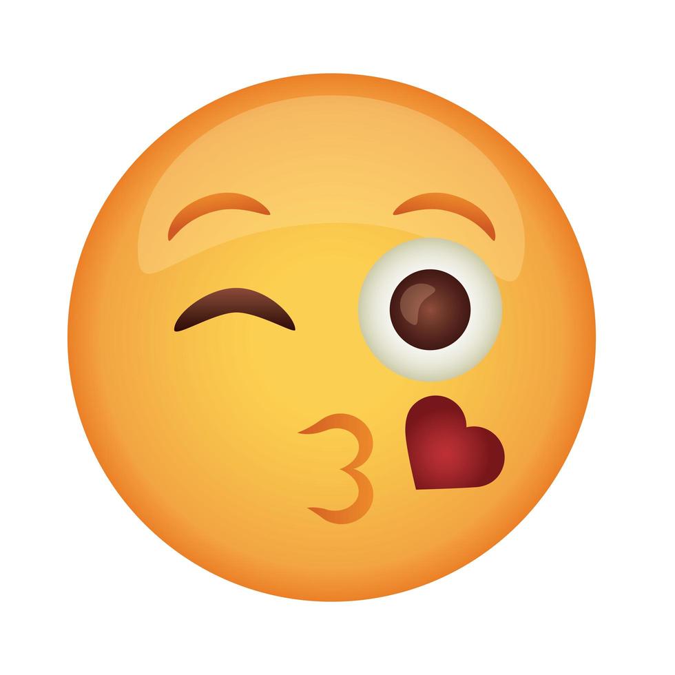 Ícone de estilo plano clássico beijando rosto de emoji vetor