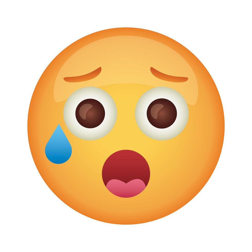 Ícone de estilo plano clássico de rosto emoji chorando vetor