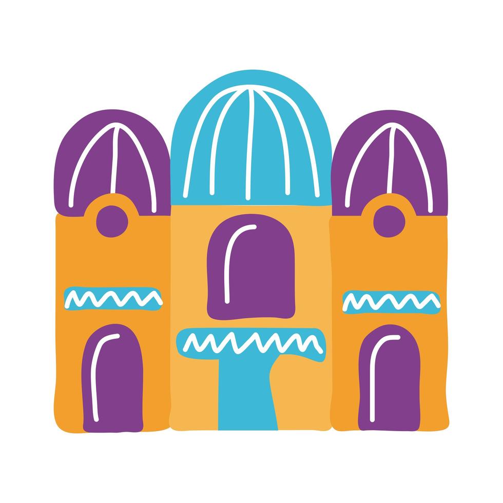 ícone de estilo simples de fachada de casa mexicana vetor