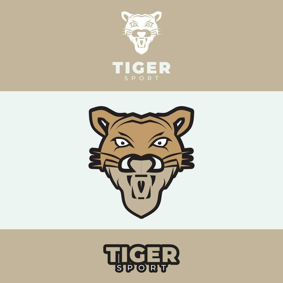 esporte logotipo projeto, com uma tigre cabeça ícone vetor