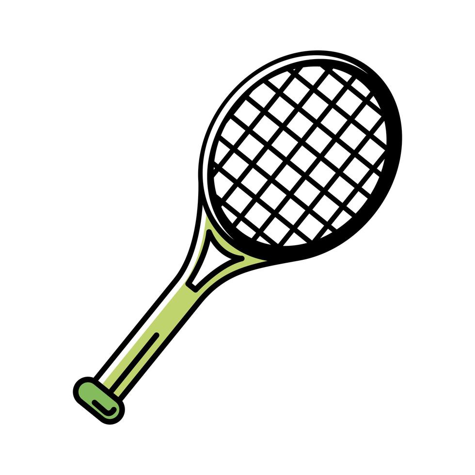 linha de raquete de tênis esportiva e ícone de estilo de preenchimento vetor