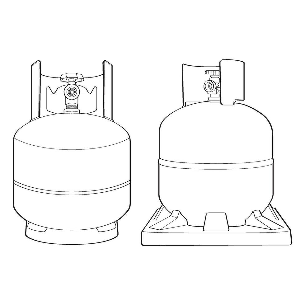conjunto do industrial gás cilindros vetor contorno. esboço do industrial gás cilindros vetor ícone Projeto isolado em branco fundo.
