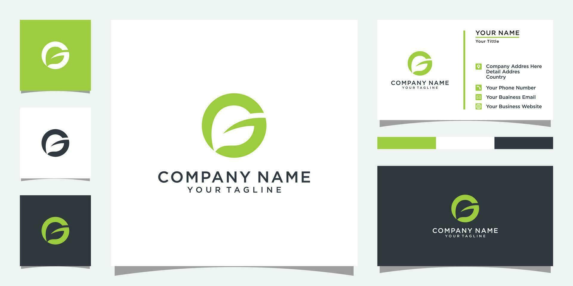 letra inicial g com logotipo de luxo de folha, design de vetor de modelo de logotipo de folha verde.