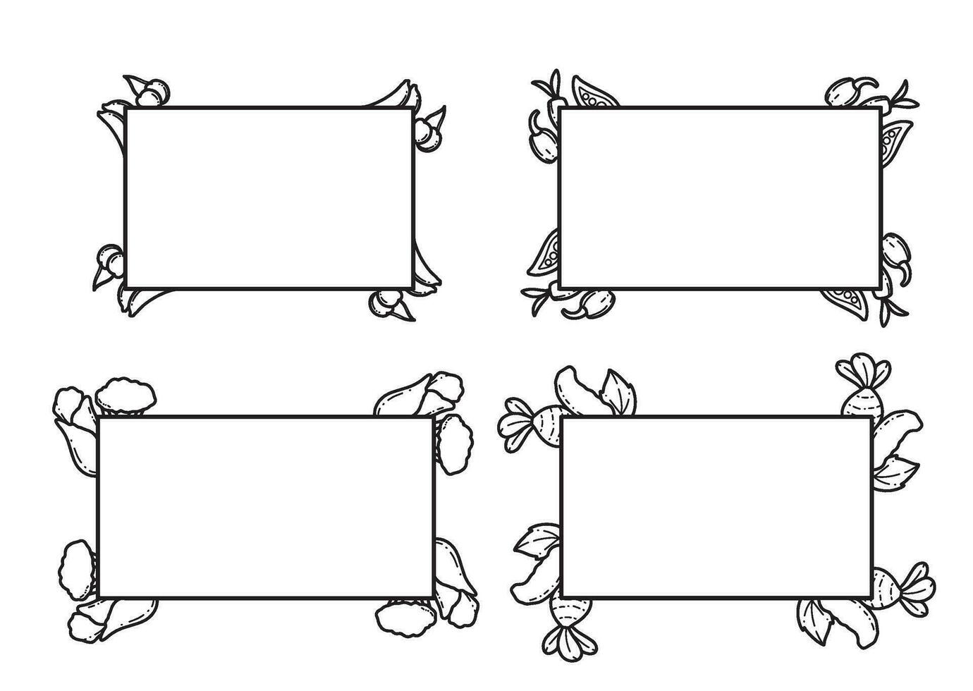 1 simples ornamental decorativo quadro, Armação frutas e legumes vetor