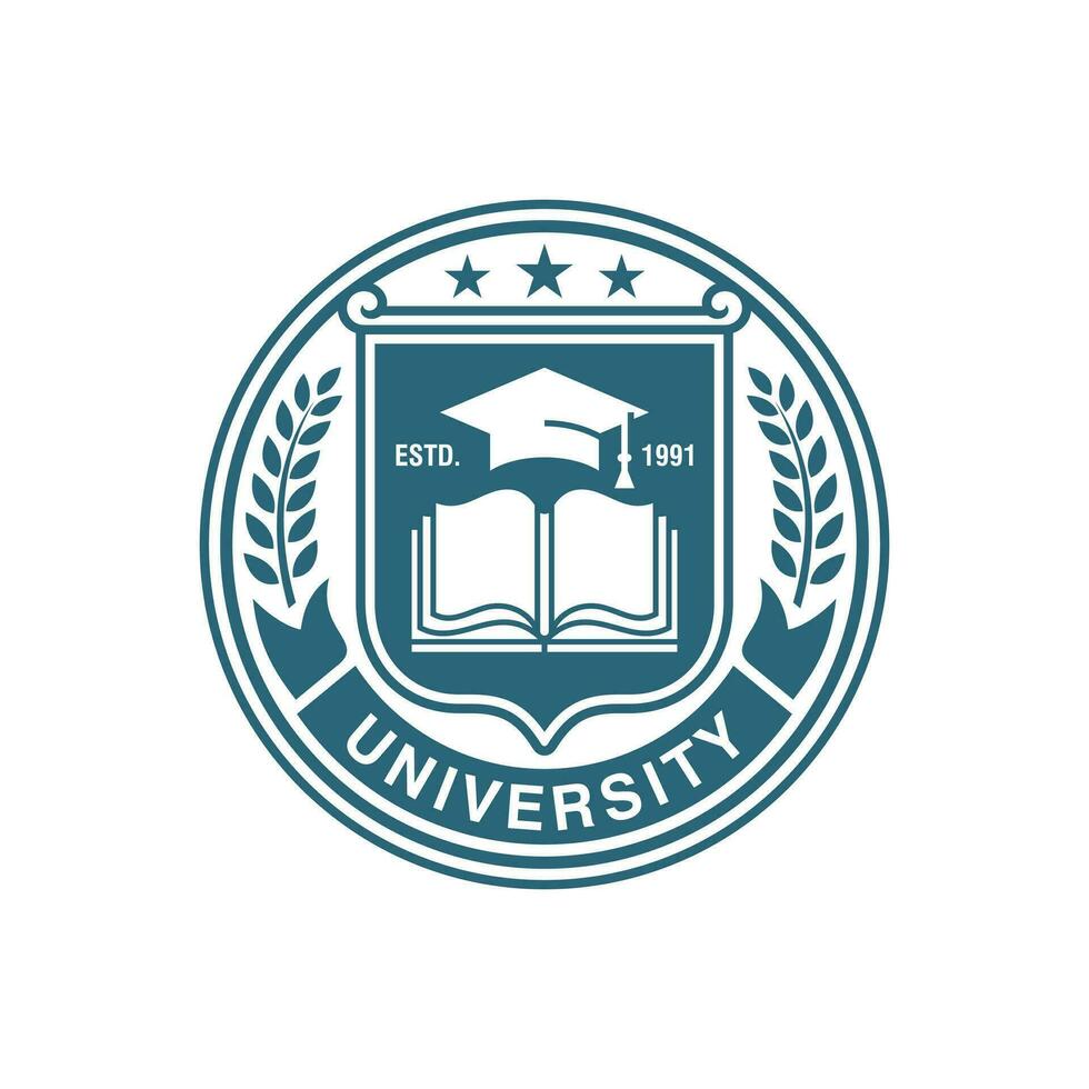 Educação crachá logotipo Projeto. universidade Alto escola emblema. vetor logotipo modelo