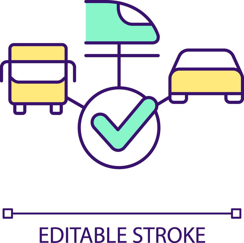 urbano tráfego organização rgb cor ícone. passageiro transporte. cidade a infraestrutura. isolado vetor ilustração. simples preenchidas linha desenho. editável acidente vascular encefálico