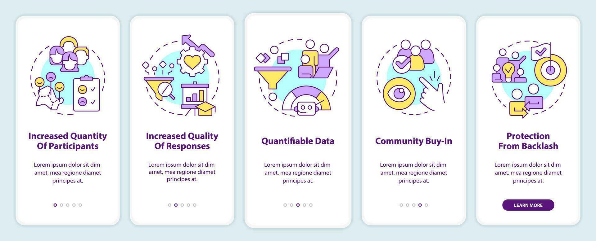 vantagens do digital noivado onboarding Móvel aplicativo tela. passo a passo 5 passos editável gráfico instruções com linear conceitos. interface do usuário, ux, gui modelo vetor