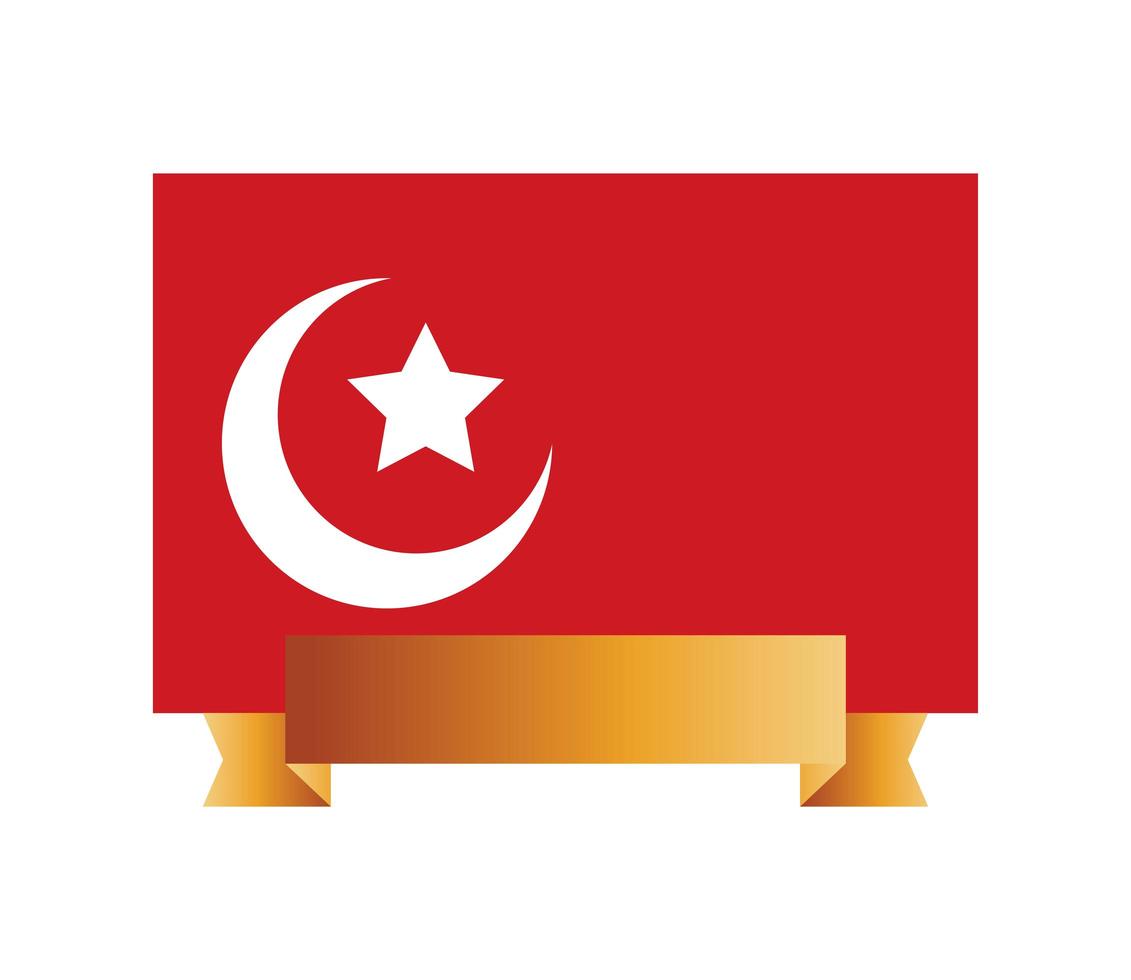 país com bandeira da Turquia patriótico com moldura de fita vetor