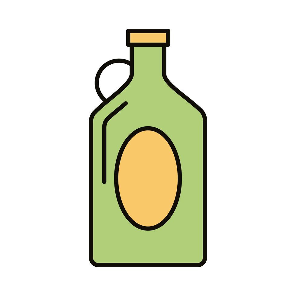 linha de garrafa de bebida verde e ícone de preenchimento vetor