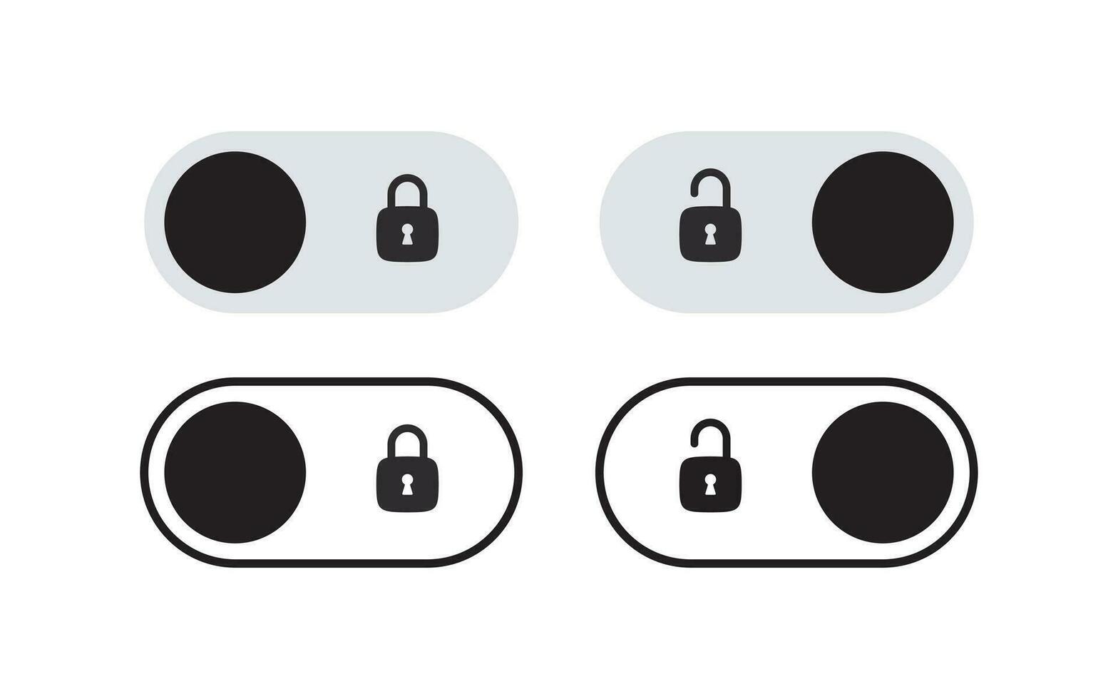 em e fora alternancia interruptor botões com trava ícones. cadeados ícones. vetor escalável gráficos