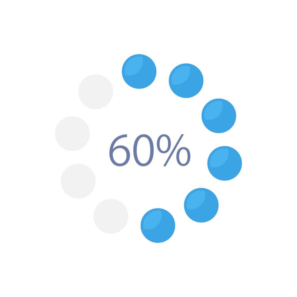 círculo ponto Panela infográfico gráfico Projeto modelo. sessenta percentagem. Mais que metade. editável circular infochart com progresso nível. visual dados apresentação vetor