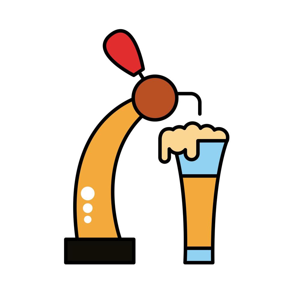 Linha de torneiras de dispensador de cerveja e ícone de estilo de preenchimento vetor