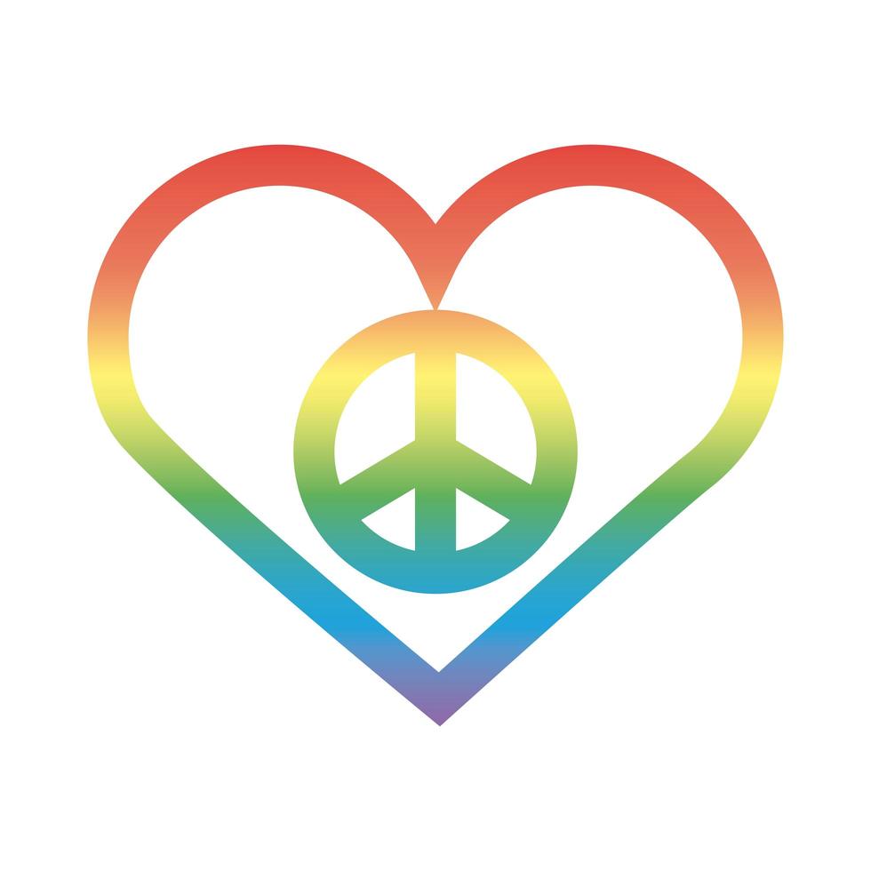 símbolo da paz em ícone de estilo degradante de coração vetor