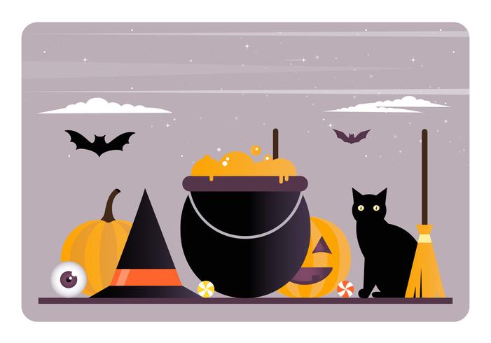 Elementos de vetor de Halloween e acessórios