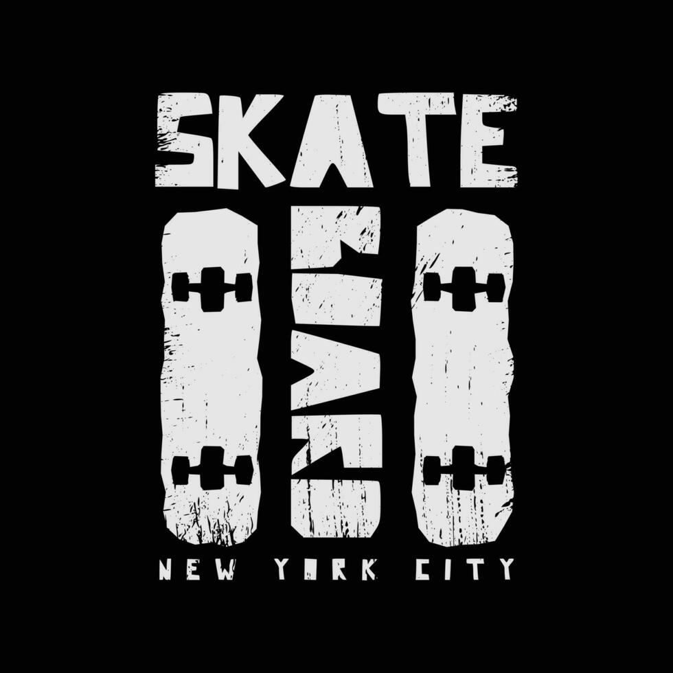 ilustração skate e skate dentro Novo Iorque cidade. tipografia, camiseta gráficos, poster, imprimir, cartão postal vetor