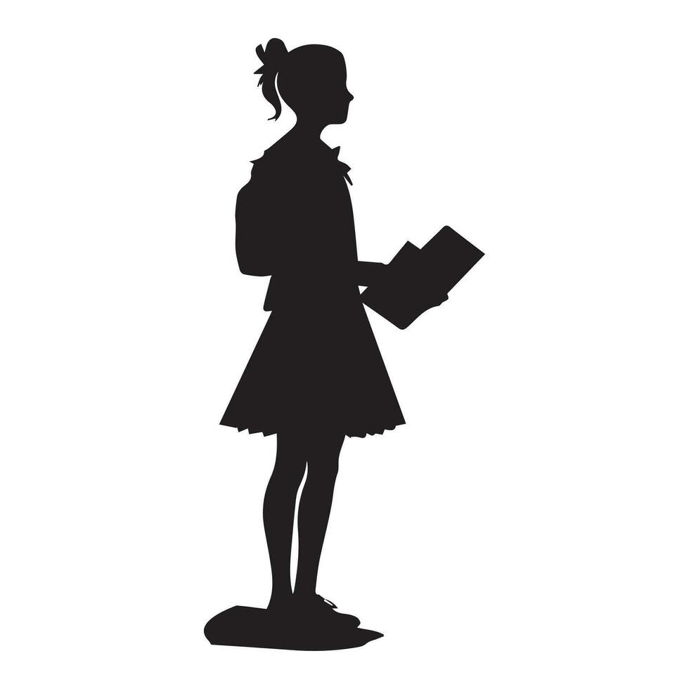 uma menina lendo livro vetor silhueta ilustração.